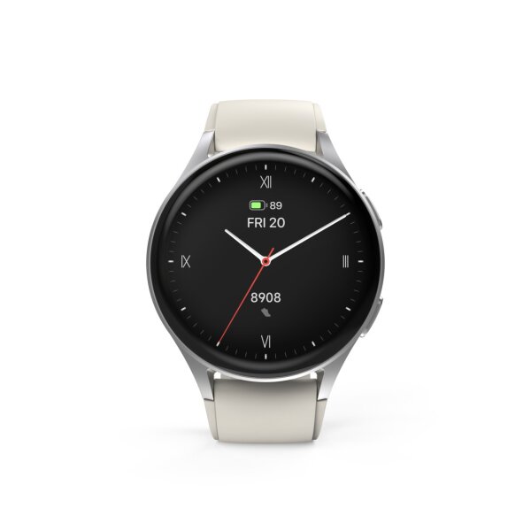 Hama Smartwatch "8900", GPS, AMOLED 1.32", Telefonfunktion, Alexa, rund, Silber