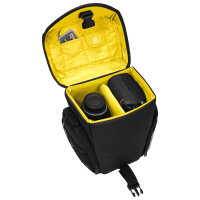 PEDEA Kameratasche Gr. L ESSEX PRO Foto Tasche mit Regenschutz und Zubehörfächer, schwarz/gelb