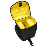 PEDEA Kameratasche Gr. L ESSEX PRO Foto Tasche mit Regenschutz und Zubehörfächer, schwarz/gelb