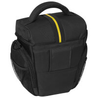 PEDEA Kameratasche Gr. L ESSEX PRO Foto Tasche mit Regenschutz und Zubehörfächer, schwarz/gelb