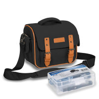 PEDEA Kameratasche Gr. XL VINTAGE PRO Foto Tasche mit Regenschutz und Zubehörfächer, schwarz