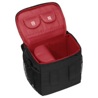 PEDEA Kameratasche Gr. M ESSEX PRO Foto Tasche mit Regenschutz und Zubehörfächer, schwarz/rot