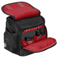 PEDEA Kameratasche Gr. M ESSEX PRO Foto Tasche mit Regenschutz und Zubehörfächer, schwarz/rot